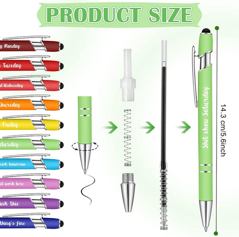 Outus 10 Pieces Funny Seven Days of the Week Pen Describing Mentality 1.0 mm Office Pens with Sayings for Day of the Week Black Ink Funny Pen for Women Men Colleague Office Gifts Favors Supplies by Outus