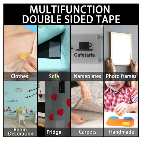Extra Strong Double Sided Fabric Tape Heavy Duty for Clothes, 1inch x 66FT Double Stick Tape for Carpet, Clothing