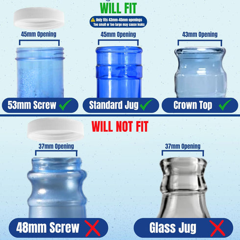 Jug Plug The Original 5 Gallon Water Jug Cap - Reusable No Spill Silicone Lid Fits 55mm Bottles - 3 Pack