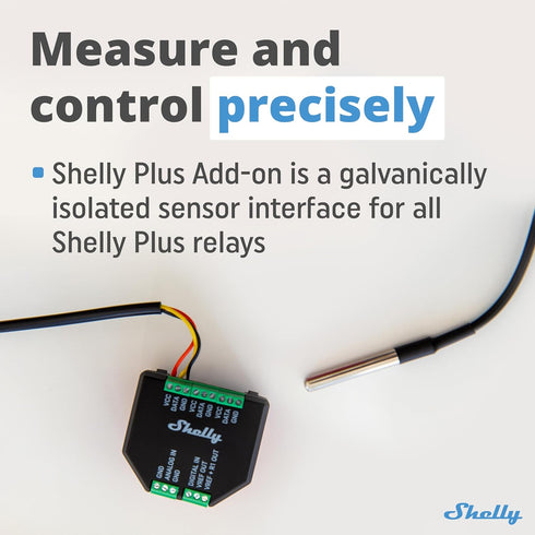 Shelly Plus Add-On - Bluetooth for Shelly Plus Devices, Measures Temperature & Humidity, Works with Alexa & Google