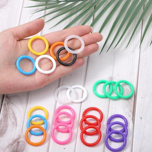 Aysatogc 50Pcs 0.78'' 10 Loose Leaf Binder Rings, Colorful Plastics Loose Leaf Book Rings Small Book Notebook Paper