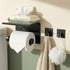 Tindbea Toilet Paper Holder Wall Mount + Towel Robe Hooks, Adhesive or