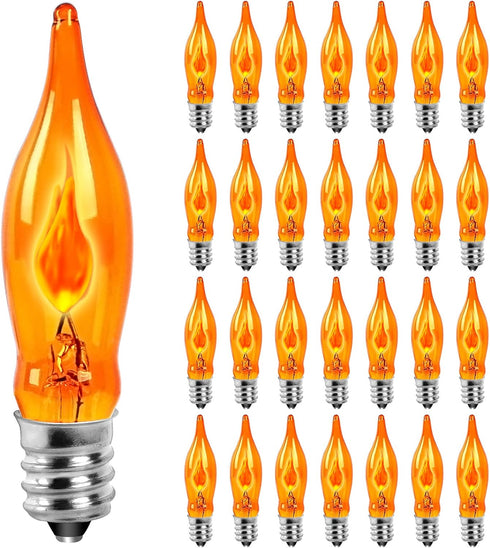 Hobbynors 25-Pack Frosted Flame Light Bulbs, E12 Candelabra Base with Soft Ghostly Glow