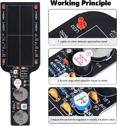 Metal Detector Soldering Project Kit- DIY Soldering Practice Kit with Handheld Non-Contact Detection Module, Electronic