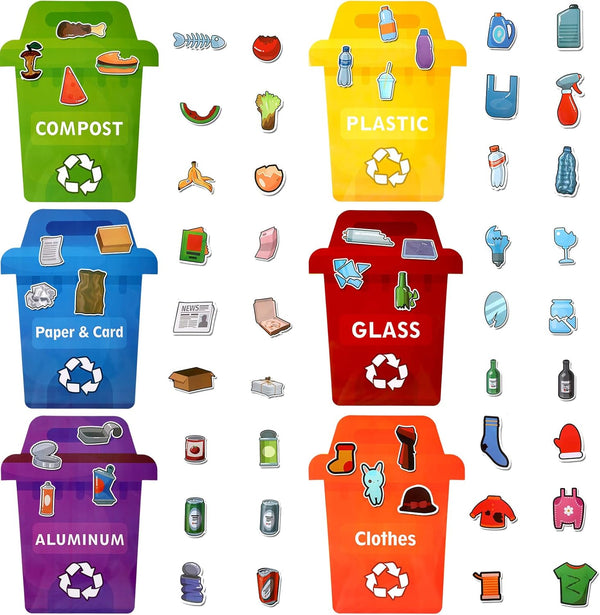 Crtiin 66 Pcs Earth Day Learn to Recycle Activity Set for Kids Classroom Bulletin Board Educational Learning Activities