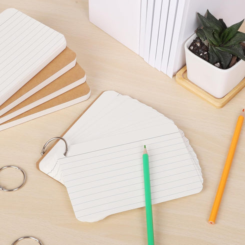 zmybcpack 6 Pack 360 4x6 Inch (60 Pack), 4x6 Pcs Lined Flash Cards with Binder Rings Sheets Each Ruled Index Cards