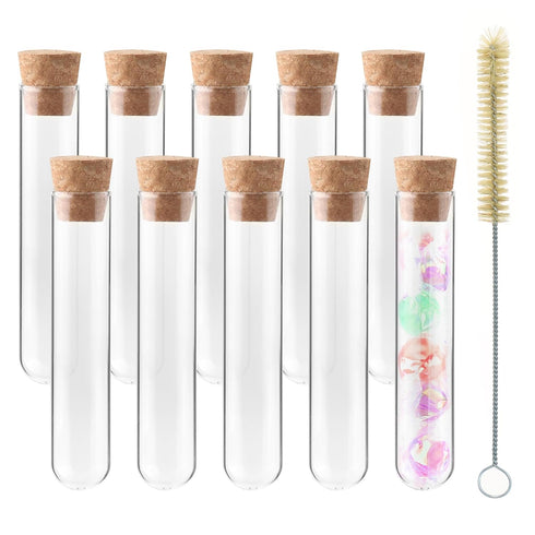 Glass Test Tubes Bulk 50pcs, 16ml 20x100mm with Cork and Brush for Laboratory Use
