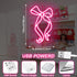 15 9.2 Bow Ribbon Neon Sign - Light-Up Pink Bow Neon Decor for Girls Bedroom, Nursery, and Birthday Gift, Elegant Wall
