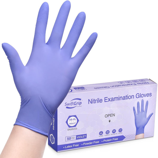 Disposable Nitrile Exam Gloves - 3mil Medium Box of 50, Latex Free for Medical & Food-Safe Use