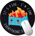 Tongyanat Dumpster on Fire Round Mouse Pad, Black Cute Funny Mousepad for Laptop