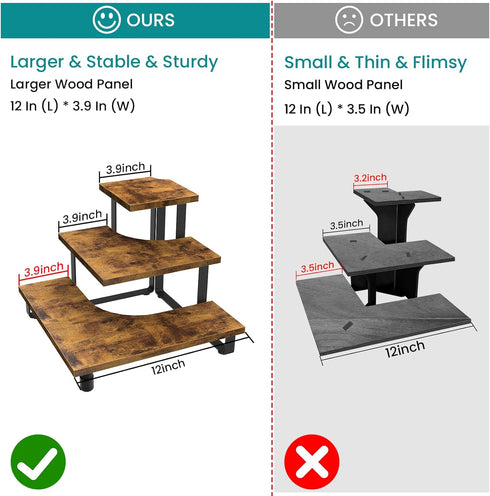 3-Step Counter ELITEROO Tiered Corner Display Shelves, Portable Wooden Retail Cupcake Food Stand Display Table