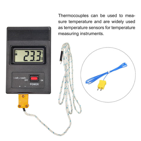 MECCANIXITY 5pcs K Type Thermocouple Mini Connector Temperature Sensor Probes, Blue, -50 to 260°C