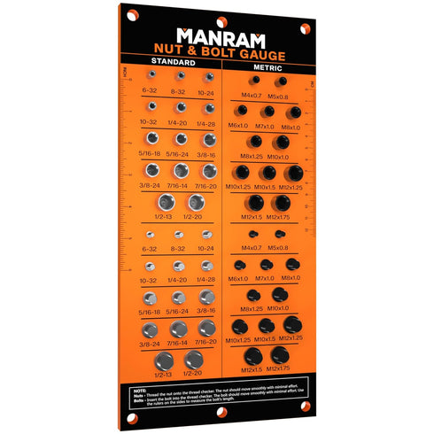 Thread Checker with All-Metal Board, Nut & Bolt Thread Gauge for Standard and Metric Sizes, Wall-Mountable