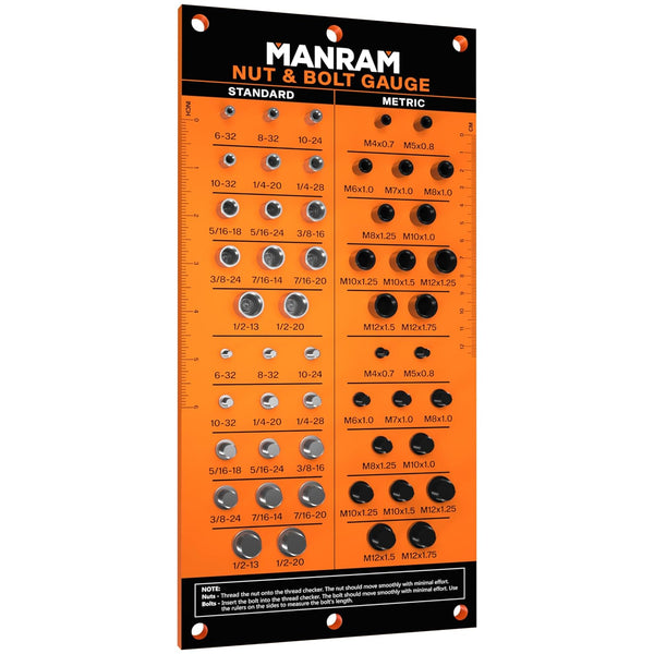 Thread Checker with All-Metal Board, Nut & Bolt Thread Gauge for Standard and Metric Sizes, Wall-Mountable