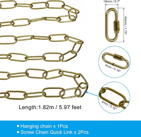 6ft PATIKIL Lighting Hanging Chain, Metal Looping Chain with Quick Link Screw Lock Connectors for Hanging Plant Pendant