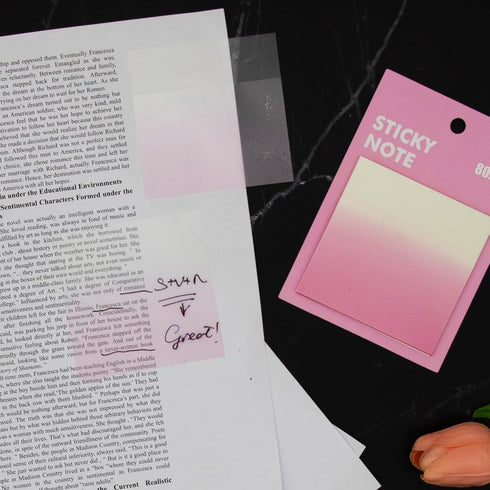 Gradient Transparent Sticky Notes, 8x8 cm See Through for Annotating, 50 Sheets/Pad, 4 Pads