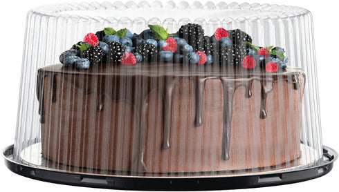 10 11" 5 2-3 - Plastic Disposable Cake Containers Carriers with Dome Lids and Cake Boards | Round Cake Carriers