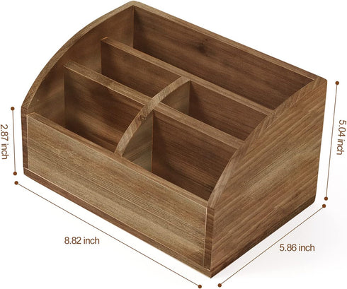 Wooden Desk Organizer - Solid Wood Pen Holder for Desktop, No Assembly Needed, Home Office Supplies Storage