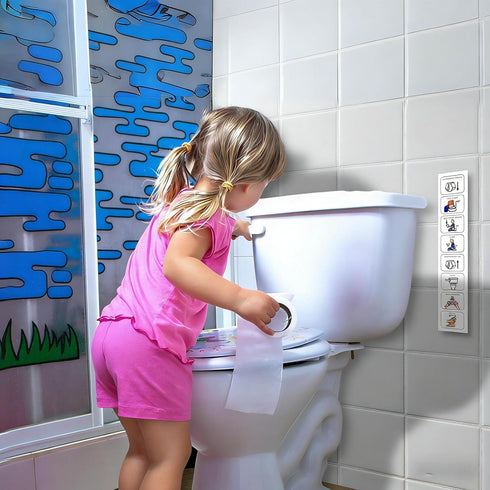 SPYMINNPOO Potty Training Chart, Visual Bathroom Routine Poster with Laminated Step by Step Schedule, Toilet Training