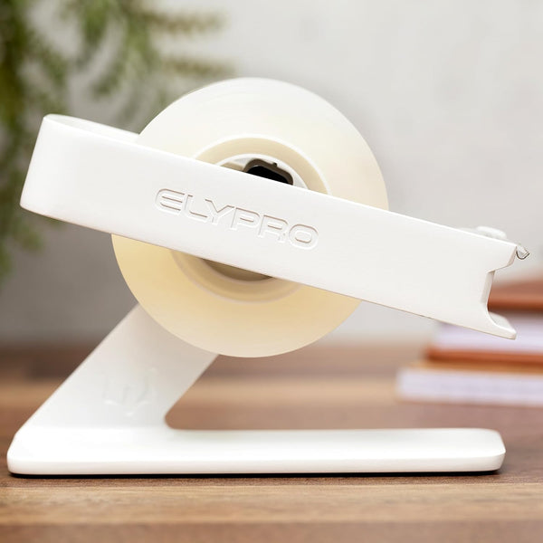 ELYPRO Modern Tape Dispenser for Office Desk, Heavy Metal, Space-Saving, Bonus Tape Roll Included