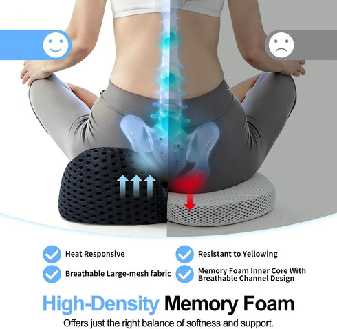Tailbone Ergonomic Memory Foam Seat Cushion Hemorrhoid Pillow for Hip Sciatica and Pain Relief for Office Chair Car