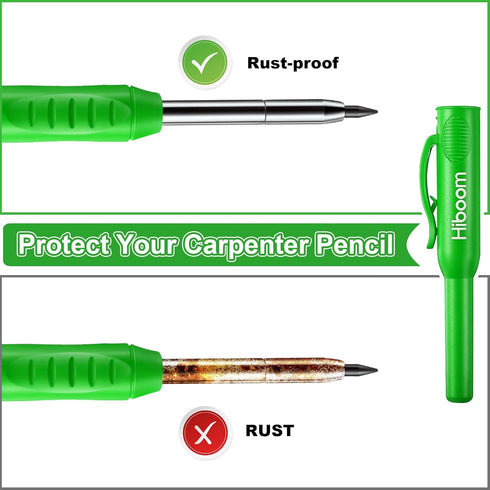 Hiboom 4 Pack Carpenter Pencils Set with 24 Refills, Mechanical Pencil with Built-in Sharpener for Woodworking