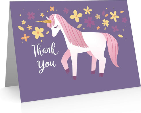 Little Notes by Comptime (12 Unicorn Thank You Cards Cards and Blank Envelopes)