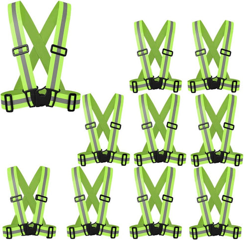 zojo Reflective Vest Pack of 10, Adjustable Lightweight Safety & High Visibility for Running, Neon Yellow