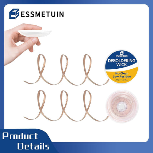 No Clean Soldering Flux Paste & Solder Wick - 10cc/Bottle (2PACK), 10Ft Desoldering Wick Braid Remover