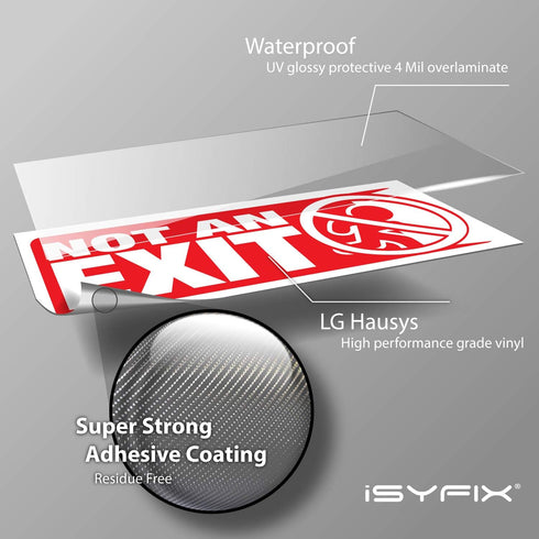 Not An Exit Signs Stickers, 3 Pack 10x4 Inch for Office & Workplace, Premium Self-Adhesive Vinyl, Indoor & Outdoor