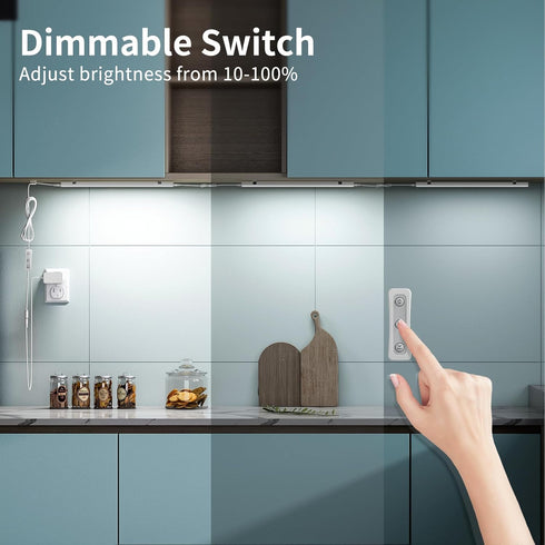 Dimmable 4500K, 3 Pack 12 inch Counter 24V, 4500K ASOKO Under Cabinet Led Light Plug in, Daylight White Linkable Led