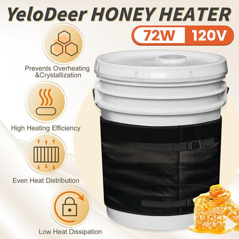 5 120 Gallon Honey Bucket Heater, YeloDeer Insulated Aluminum Foil Honey Warmer Pail Band Heater for Bee Honey Drum