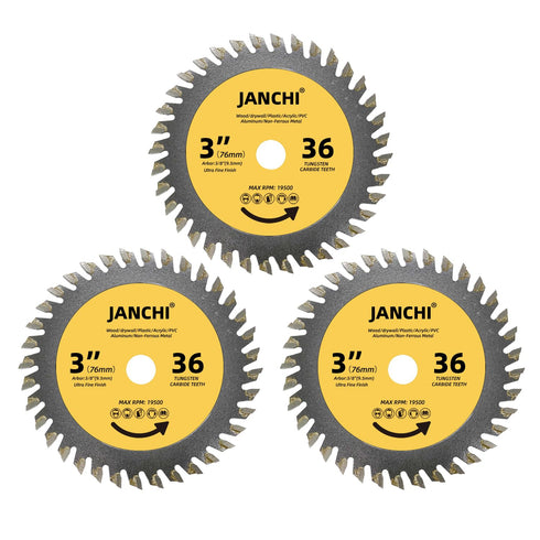 3PACK 3-Inch 36T TCT Circular Saw Blade, Compatible with Bosch, Ridgid, Ryobi, Milwaukee, Dewalt Cut-Off Saws