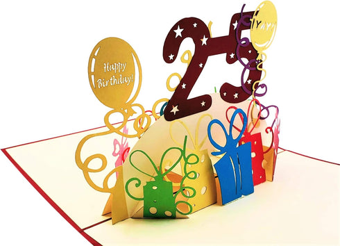 iGifts And Cards 3D Pop Up Greeting Card - Happy 25th Birthday, Unique Gift for Husband, Wife, Best Friend,