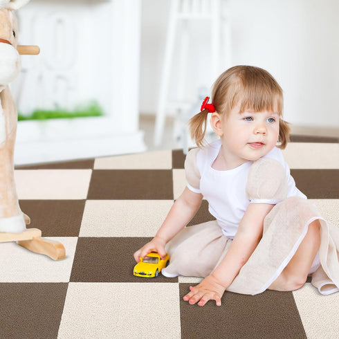 1111 inches Tiles(16 Baby Play Mat for Floor, Lightweight Non-Slip Self Adhesive Squares Carpet Floor PCS)