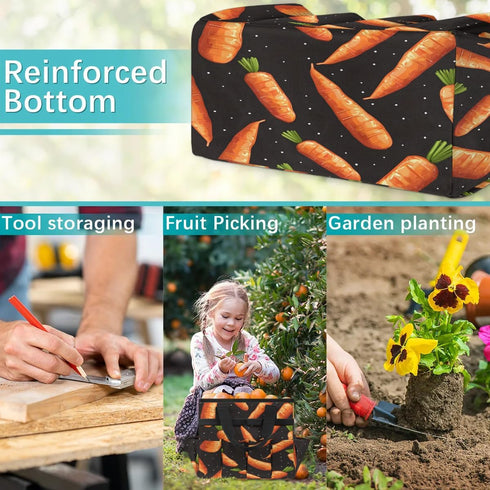 Shoblo 10 Carrots Garden Tool Bag Waterproof Gardening Tool Storage Bag with Handle & Pockets Gardening Tote Bag