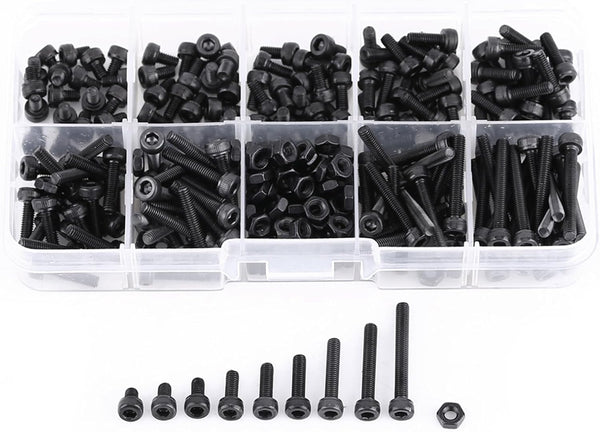 Walfront M3 Screws Assortment Kit with Storage Case, 280PCS Button Head and Socket Head Screws, Bolts, Nuts