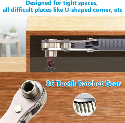 5 Pcs Mini Ratchet Wrench Set, 1/4 Inch Drive, High Torque Offset Reversible Screwdriver for Tight Spaces