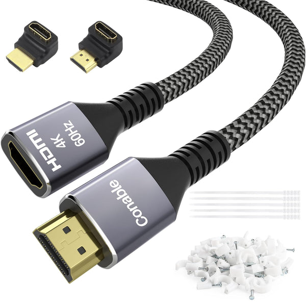 4K HDMI Extension Cable 15 Feet, HDMI 2.0 Braided Extender Male to
