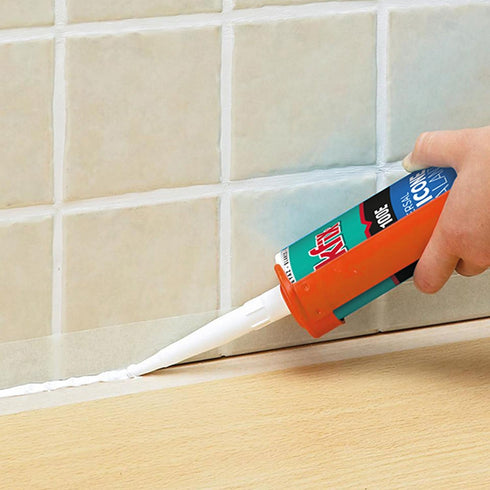 Akfix 100E RTV White Silicone Caulk (2x10.1 fl. oz.), 100% Waterproof Sealant for Kitchen, Bathroom, Shower, Toilet,
