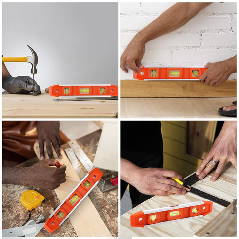 Rafter Square and Torpedo Level Set, Magnetic Leveler Tool with Different Bubbles, Measuring Woodworking Square