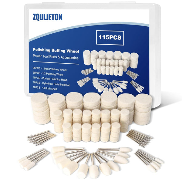 Zquljeton 115PCS Polishing Buffing Wheels for Dremel Tool Accessories, 1/8" Shank Polishing Wheels