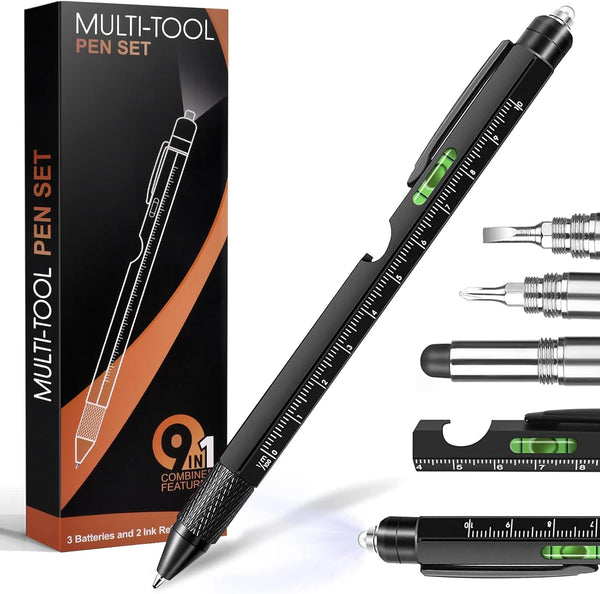 Gifts for Men, 9 in 1 Multitool Pen, Stocking Stuffers for Adults, Tools Gadgets for Men, Birthday Christmas Gifts