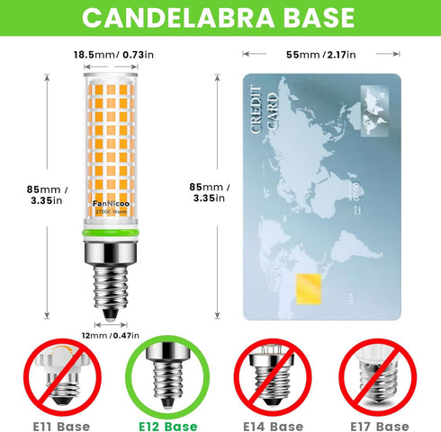 E12 Bulb 100w 1200lm 2700K Bulbs 10W T6 C7 Bulbs Non-dimmable(5Pack) FanNicoo LED Equivalent Led Candelabra Warm White
