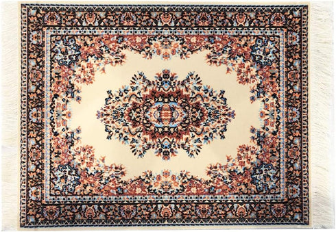 Beautiful Oriental Rug Style Mousepad, Beige Miniature Carpet Computer Mouse Pad, Non-Slip
