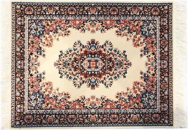 Beautiful Oriental Rug Style Mousepad, Beige Miniature Carpet Computer Mouse Pad, Non-Slip