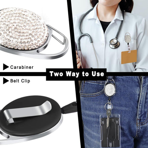 VIQWYIC Retractable ID Badge Holder 2 Pack with Bling Neck Strap Lanyard, Clear Card Holder for Office Worker