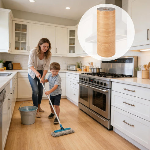 15.7 32.8 1.6 mm Peel and Stick Flooring Roll, Light Oak Wood Look Vinyl Floor Covering, in x ft, Thick Self Adhesive