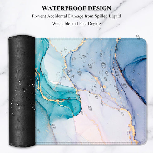 Auhoahsil 35.4 15.7 Large Gaming Mouse Pad, Marble Theme XXL x in Desk Pad Stitched Non-Slip Rubber Long Computer