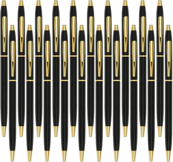 Cambond Black Pens, Ballpoint Pen Bulk, Black Ink 1.0 mm Medium Point, Smooth Writing for Men Women, 20 Pack (Black) -